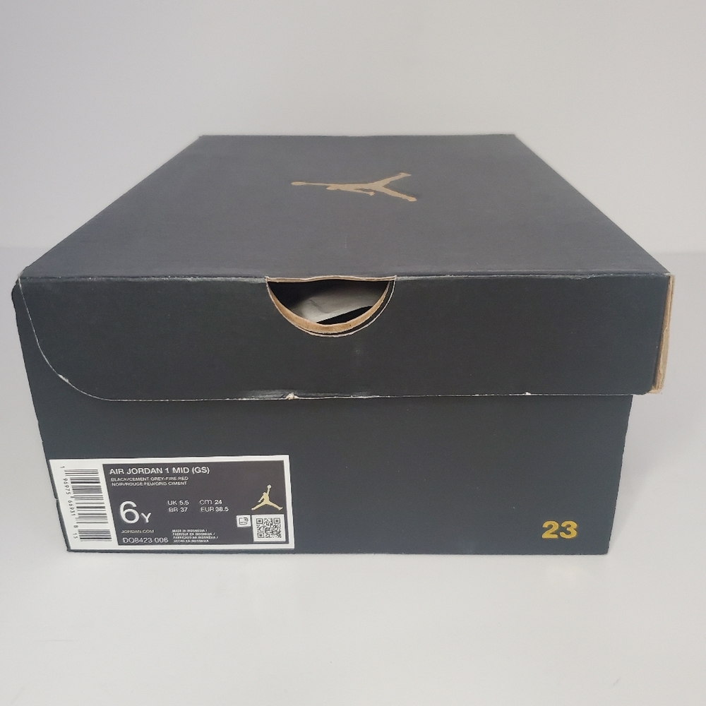 Pre-Owned Youth Air Jordan 1 Mid Size 6Y Black Box Only Empty